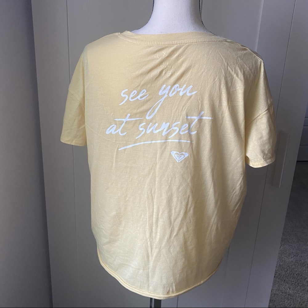 Roxy “See You At Sunset” Yellow Cropped Tee Size L - Picture 5 of 8